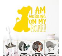 Baby Little Lion Cub - I am Working on My Roar - Children Decal Wall Sticker [XXLarge] [Medium Yellow]