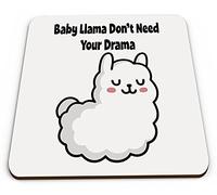 Baby Llama Don't Need Your Drama Funny Novelty Glossy Mug Coaster