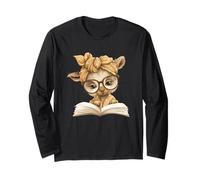 Baby Llama Open Book Reading Animal Lover Graphic Portrait Long Sleeve T-Shirt