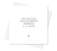 Baby Loss Memorial Greeting Card, Miscarriage and Stillbirth Sympathy Card, The Tiniest Feet Leave The Biggest Footprints In Our Hearts (Pink)