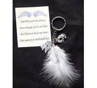 Baby Loss, Passing Keepsake Keyring with Praying Angel & White Feather detail, Loss of Baby Memorial Keepsake