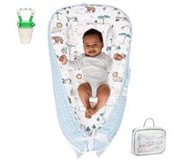 Baby Lounger 0-24 Months | Adjustable Baby Lounger for Newborn | Breathable Organic Cotton Infant Lounger Cover | Reversible Design, Portable Baby Nest Lounger | Includes Baby Bib | Elephant