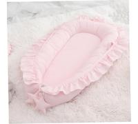 Baby Lounger, 37.4x23.6inch Breatheable Cotton Newborn Nest with Flounce, Soft Co-Sleeping Pod, Portable Infant Lounger, Baby Bed for Home Travel