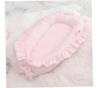 Baby Lounger, 37.4x23.6inch Breatheable Cotton Portable Baby Lounger with Flounce, Newborn Travel Bassinet, Soft Infant Nest Pod for 0-18 Months Babies