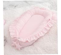 Baby Lounger, 95x60cm Breatheable Cotton Baby Nest Bed with Flounce, Newborn Co-Sleeping Pod, Portable Infant Lounger for Home Travel Car