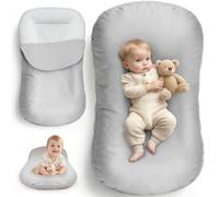 Baby Lounger - Extra Large Infant Floor Seat (0-24 Months) - Machine Washable with Ergonomic Support for Tummy Time & Travel (Gray)