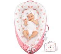 Baby Lounger for Newborn 0-24 Months - Breathable & Soft Baby Nest - Reversible, Lightweight & Portable Infant Lounger for Baby Girl & Boy - Baby Floor Seat for Home & Travel by Leosole (Blush Bear)