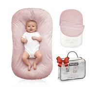 Baby Lounger - Snuggle Cozy Me Infant Lounger for Newborns | Flannel Cover, Breathable Soft, Portable Awake-Time Pad, Essential Baby Gift -Pink
