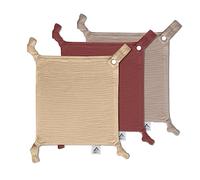 Baby Luxe 5-in-1 Mini Muslin Square, Bib, Toy Holder, Washcloth, Comforter - With Clip Attachment For Baby Bag, Pacifiers, Teething Toys and More (Set of 3) (23_23_cm, Beige & Browns)