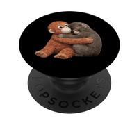 Baby Macaque Monkey Hugging Orange Plush Cute PopSockets Adhesive PopGrip