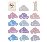 Baby Marker Cards, Baby Age Marker Signs, Photo Cards Marker Cards - Monthly Cloud Marker for Baby Boys Girls Acrylic Photo Props Annon