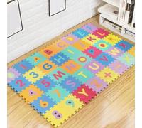 Baby Mat for Floor 36 Tiles 12"x12" PE Foam Mats for Kids Interlocking Foam Puzzles Alphabet and Numbers Mat for Play & Exercise Play for Babies and Toddlers..