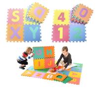 Baby Mat for Floor 36 Tiles 12"x12" PE Foam Mats for Kids Interlocking Foam Puzzles Alphabet and Numbers Mat for Play & Exercise Play for Babies and Toddlers, Home Decor