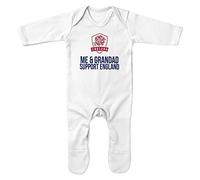 Baby Me And Mummy Support England Romper Suit - Funny Baby Announcement Football Rugby Badge English Supporter Gifts For Baby - St Georges Day White Navy Babies Eng Fan Outfit, White, 0-3 Months