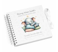 Baby Memory Book and Journal, First Year Milestone Album with Elephant Design, 80 Pages, Unisex