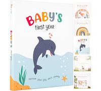 Baby Memory Book for Girl or Boy,First Year Unisex Ocean Keepsake to Log Newborn 1st Milestone,Gender Neutral Sea Photo Album Dairy,Nautical Themed Stuff Journal,Elegant New Parents Baby Gifts