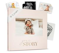 Baby Memory Book Keepsake Journal for Baby Boy or Girl | 136-Page Record Book with Gold Foil & Fabric Cover | New Baby Gift