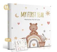 Baby Memory Book - My First Year Journal with Stickers Gender-Neutral Keepsake for Boys & Girls Thoughtful Gift for New Parents Rainbow
