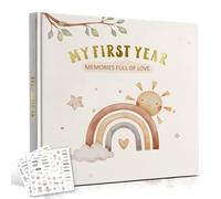 Baby Memory Book - My First Year Journal with Stickers Rainbow Design Gender-Neutral Keepsake for Boys & Girls Thoughtful Gift for New Parents