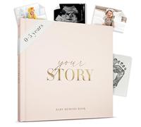 Baby Memory Book - Natural Cream Gender Neutral Keepsake from Birth to Age 5 | Bibi & Beau Journal | New Baby Gift, Milestone Tracker, Unisex Scrapbook