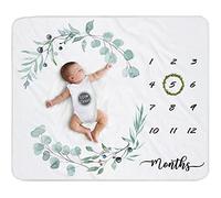 Baby Milestone Blanket for Boys & Girls | Soft Monthly Picture Blanket for Newborn | Eucalyptus Nursery Decor | Photo Prop Blankets Gender Neutral 45"x40"