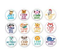 Baby Milestone Sticker Cards 24pcs Paper Adorable Creative | Newborn Monthly Paste Decor, Social Media and Photo Album Use, Will Not Leave Glue Stain or Hurt Clothing