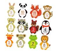 Baby Milestone Stickers 12 Sheets Animal Design Paper Self Adhesive | Adorable Creative Decals for Milestone Photo Album, Easy Wipe, No Glue Stain, Gentle on Clothing
