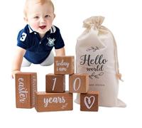 Baby milestoneBlocks - Wooden Calendar, Growth Record, Long Lasting Digital Photography Props | Commemorative milestoneBlocks for Boy Girl Monthly Age Tracker Baby Shower Gift Photo Session Use
