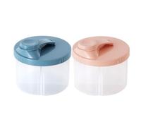 Baby Milk Powder Formula Dispenser, Non-Spill Rotating Four-Compartment Formula Dispenser, Portable Outdoor Food Container, Milk Powder Dispenser for Travelling for Baby Feeding, Blue+Pink
