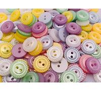 Baby Mill Edge Buttons - by Simply Sew Crafty™ - Available in 11mm, 14mm or 16mm Sizes - Pack of 100 (Assorted - White, Blue, Yellow, Pink, Mint and Lilac, 16mm)