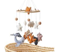 Baby Mobile | 240g Baby Cot Mobile | Sea Creatures Kids Mobiles| Felt & Wood Cartoon Toys Hangable Marine Animal Decoration for Bassinet Nursery Bed Bell Boys Girls Bedroom Crib