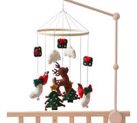 Baby Mobile, Christmas Nursery Mobile for Crib, Wind Chime, Felt Reindeer Christmas Tree Nursery Decor for Children's Room Birthday Bedroom Girls Play Wall