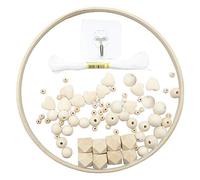 Baby Mobile DIY Kit Nursery Wooden Frame Mobile Crib Bed Bell Ceiling Wind Chime Hanging DIY Wooden Frame Ornaments Handmade Kit Round Wind Bell for Infant Toys (Beige)