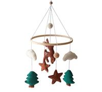 Baby Mobile for Bassinet - Jungle Deer Animals Crib Mobile with Felt Clouds,Soother Stroller Accessories for Kids Girls Boys Toddler Bedroom Home Playtime Bedtime Car Seat Birthday Shower