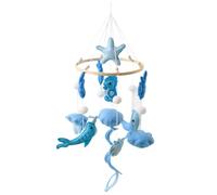 Baby Mobile for Crib, Baby Crib Mobile, Ocean Theme Nursery Mobiles with Soft Plush Sea Creatures, Calming Visual Toy for Infant, Blue and White for Cribs