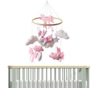 Baby Mobile for Crib - Bunny Crochet Hanging Mobile, Soft Handmade Nursery Toy | Rotating Boho Ornament for Baby Boys Girls Bassinet Bedroom Window Wall Living Room + Calming Sleep Aid