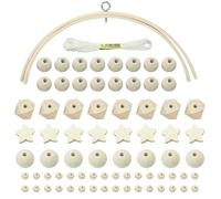 Baby Mobile for Crib Calm Atmosphere Creating Wood Baby Crib Mobile Set with Bamboo Ring, Sticky Hook, Thread and Wooden Beads DIY Set for Nursery Decor
