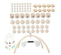 Baby Mobile for Crib, DIY Wooden Baby Crib Mobile Set with Half Bamboo Ring, Wood Beads and Cotton Thread for Nursery Decor Gifts