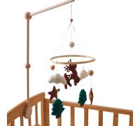 Baby Mobile for Crib, Jungle Deer Animals Crib Mobile with Felt Clouds, Stroller Accessories for Birthday Boys Girls Shower Preschool Bedtime Pushchair Kids Toddler