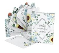 Baby Moments Cards & Milestone Baby Keepsake Gift Box, 50 x Unisex Photo Memory Age Album Set, for Pregnancy, Parents & Christening - Cozy Hedgehog