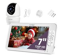 Baby Monitor with 1080P Camera and Audio, 7" 720P HD Video Baby Monitor No WiFi, 4000mAh Battery, VOX Mode, Auto Night Vision, Hack Proof, Remote PTZ, 7 Lullabies & White Noise