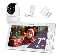 Baby Monitor with 1080P Camera and Audio, 7" 720P HD Video Baby Monitor No WiFi, 4000mAh Battery, VOX Mode, Auto Night Vision, Hack Proof, Remote PTZ, 7 Lullabies & White Noise