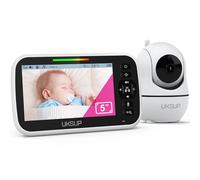BABY MONITOR WITH CAMERA AND AUDIO - 5 inch video monitor with 30 hours battery life, remote pan and tilt, 2X zoom, auto night vision, 2-way talk,