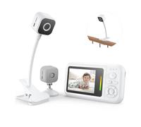 Baby Monitor with Camera and Night Vision - 1080P HD Baby Camera Monitor with Cot Clip & Holder, No WiFi, Secure 2.4GHz, 2-Way Audio, Cry Detection, 4X Zoom, Feeding Reminder, Temp Sensing & Lullabies