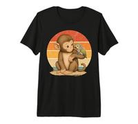 Baby Monkey and Baby Parrot Friends Premium T-Shirt