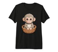 Baby Monkey in Basket Cute Jungle Animal Premium T-Shirt