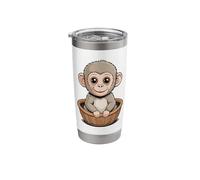 Baby Monkey in Basket Cute Jungle Animal Stainless Steel Insulated Tumbler