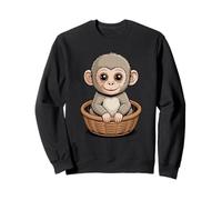 Baby Monkey In Basket Cute Jungle Animal Sweatshirt