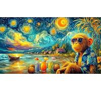 Baby-monkey-in-lush-jungle Jigsaw Puzzles 1000Pc Educational Game Challenge Recycled Paper Impossible Hard Difficult for Adults and Kids Age 12 Years + 70x50/1000pcs