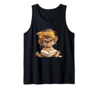 Baby Monkey Open Book Reading Animal Lover Graphic Portrait Tank Top
